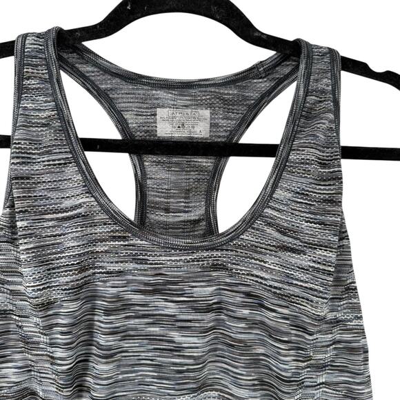 Athleta Ruched Racerback Tank Top Size L Gray Space Dye Yoga Seamless Quick Dry - Picture 3 of 7